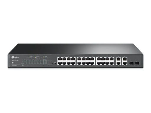 [TL-SL2428P] TP-LINK JetStream TL-SL2428P V6.6 - Switch - L3 - Smart - 24 x 10/100 + 2 x Kombi-Gigabit-SFP - an Rack montierbar - PoE+ (250 W)