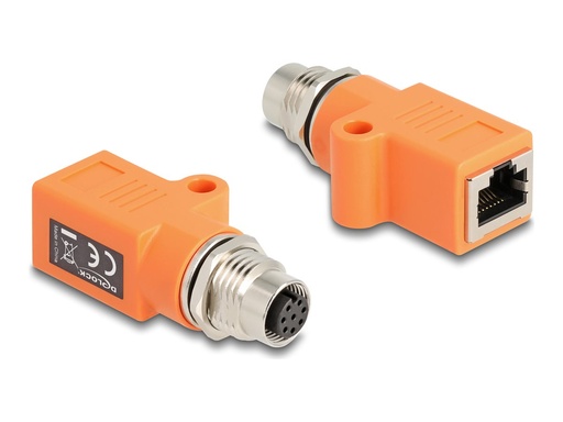 [60618] Delock Netzwerkadapter - 8-polig M12 (W) mit Gewinde zu RJ-45 (W)