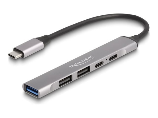[64298] Delock Hub - 1 x USB-C (Power Delivery) + 1 x USB-C + 1 x SuperSpeed USB + 2 x USB-A 2.0