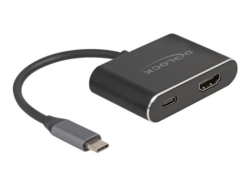 [64199] Delock Videoadapter - USB-C männlich zu HDMI, USB-C weiblich - 15 cm - Schwarz - USB-Stromversorgung (100 W)