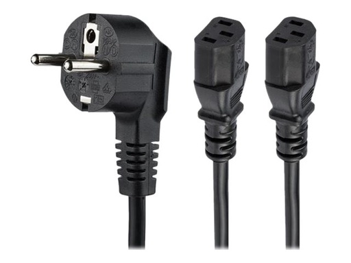 [PXT101YEU2M] StarTech.com StarTech 2m (6ft) Computer Power Cord, 18AWG, EU Schuko to 2x C13 Power Cord, 10A 250V, Black Replacement AC Cord, TV/Monitor Power Cable, Schuko CEE 7/7 to IEC 60320 2x C13 Power Cord - PC Power Supply Cable - Stromkabel - power CEE 7/7 (M)