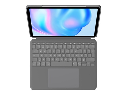 [920-012614] Logitech Combo Touch - Tastatur und Foliohülle - mit Trackpad - hintergrundbeleuchtet - Apple Smart connector - QWERTY - Spanisch - Oxford Gray - für Apple 13-inch iPad Air (M2, M3)