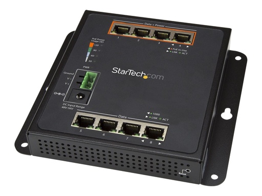 [IES81GPOEW] StarTech.com 8 Port POE Managed Ethernet Switch - 30W per PoE+ Port - Industrieller managed Wandmontage Netzwerk Switch - Switch - managed - 4 x 10/100/1000 + 4 x 10/100/1000 (PoE+)