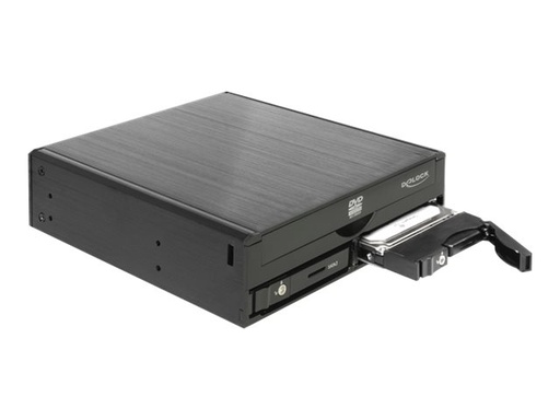 [47230] Delock 5.25" Mobile Rack for 1 x 5.25" Slim Drive + 2 x 2.5" SATA HDD / SSD - Gehäuse für Speicherlaufwerke - 2.5" (6.4 cm)