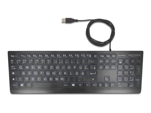 [12170] Delock Tastatur - wired 1.5 m, with XXL letters