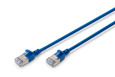 [DK-1632-A-010S-B] DIGITUS CAT 6A F-FTP Slim Patchkabel, 1m, Blau