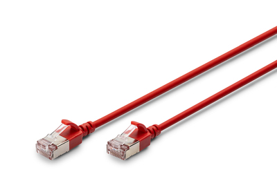 [DK-1632-A-005S-R] DIGITUS CAT 6A F-FTP Slim Patchkabel, 0,5m, Rot