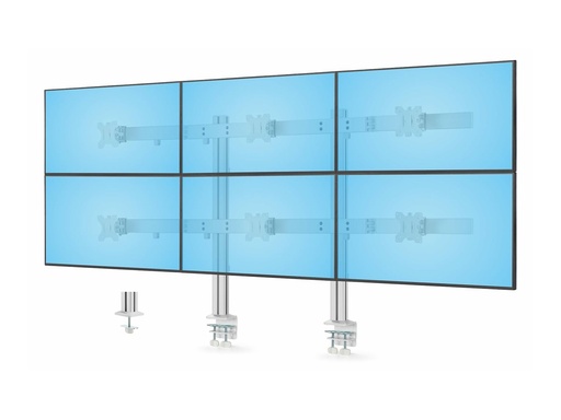 [6-MONITOR-ARM-A] StarTech.com Six-Monitor Desk Mount w/ Crossbar, Up To 32" Screens/17.6lb - Befestigungskit - für 6 LCD-Displays - Säule, dual - Stahl, Kunststoff - weiß - Bildschirmgröße: 43.2-81.3 cm (17"-32")