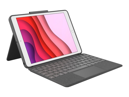 [920-009626] Logitech Combo Touch - Tastatur und Foliohülle - mit Trackpad - hintergrundbeleuchtet - Apple Smart connector - QWERTY - Italienisch - Graphite - für Apple 10.2-inch iPad (7. Generation, 8. Generation, 9. Generation)