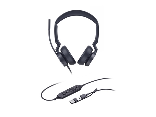 [1308182] Yealink Headset UH 46 Dual Teams USB-C/A - Headset - 20 KHz