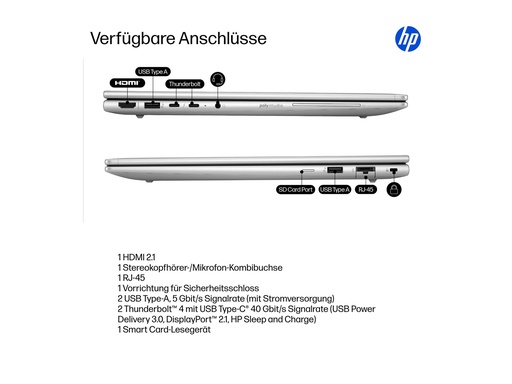 [AD3L5ET#ABD] HP EliteBook 6 G1i Notebook AI - 177-Grad Scharnierdesign - Intel Core Ultra 7 255U / 2 GHz - Win 11 Pro - Intel Graphics - 16 GB RAM - 512 GB SSD NVMe - 40.6 cm (16")