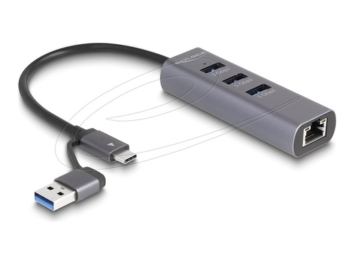 [64282] Delock Hub - with USB Type-C or USB Type-A connector, in metal case