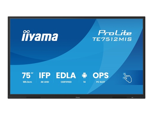 [TE7512MIS-B4AG] Iiyama ProLite TE7512MIS-B4AG - 190 cm (75") Diagonalklasse (189.3 cm (74.52")