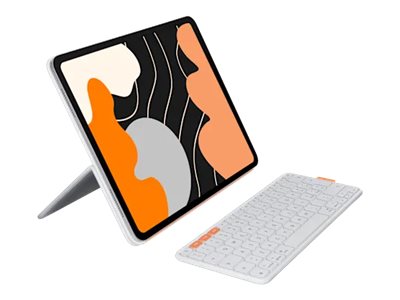 [920-013835] Logitech Flip Folio - Tastatur und Foliohülle - full size - kabellos - Bluetooth 5.1 LE - QWERTY - Italienisch - Pale Gray - für Apple 13-inch iPad Air (M2, M3)