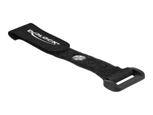 [19537] Delock Klettverschluss-Cinchkabelbinder - 15 cm - Schwarz (Packung mit 5)