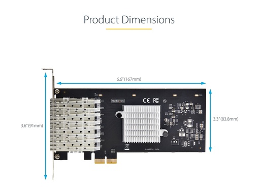 [P041GI-NETWORK-CARD] StarTech.com 4-Port GbE SFP Network Card, PCIe 2.0 x2, Intel I350-AM4 4x 1GbE Controller, 1000BASE Copper/Fiber Optic, Quad-Port Gigabit Ethernet NIC, Desktop/Server Backplanes - Windows and Linux Compatible (P041GI-NETWORK-CARD)