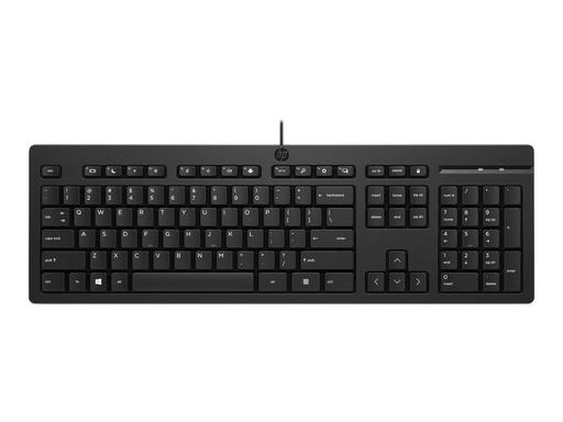 [266C9A6#ABY] HP 125 - Tastatur - full size - USB - QWERTY - Dänisch - Schwarz (Packung mit 12)