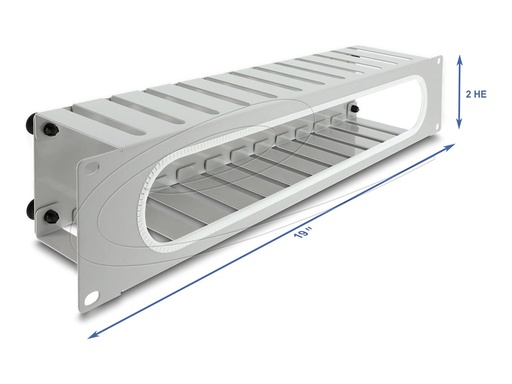 [67280] Delock Verlegetafel für Rack-Kabelmanagement - mit Öffnung und Kantenschutz - Grau, RAL 7035 - 2U - 48.3 cm (19")
