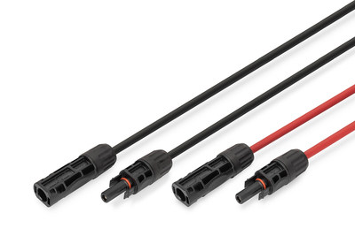 [DK-SCEC66-0050] DIGITUS Solarkabel Verlängerung 5m, 6mm², MC4-Anschluss, PV-Kabel 1500V DC, UV-beständig & wetterfest, 2 Kabel, 1x Schwarz, 1x Rot