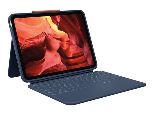 [920-011197] Logitech Rugged Combo 4 - Tastatur und Foliohülle - Apple Smart connector - Classic Blue - für Apple 10.9-inch iPad (10. Generation)