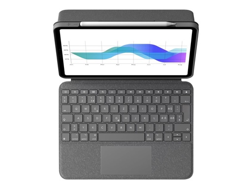 [920-009960] Logitech Folio Touch - Tastatur und Foliohülle - mit Trackpad - hinterleuchtet - Apple Smart connector - QWERTZ - Schweiz - Oxford Gray - für Apple 10.9-inch iPad Air (4. Generation, 5. Generation)