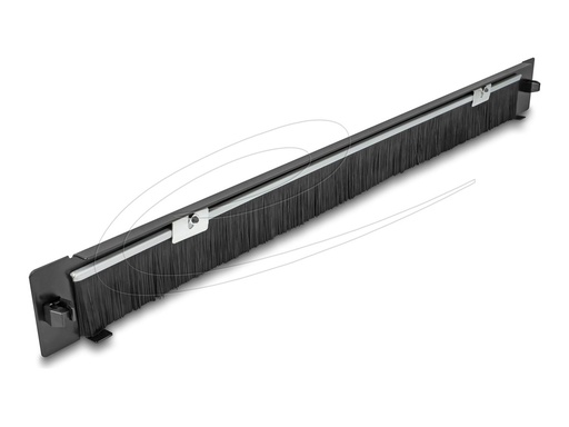 [90629] Delock Rack-Bürstenleiste - open at the bottom tool-free - Schwarz - 1U - 48.3 cm (19")