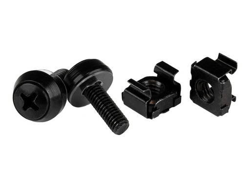 [CABSCREW1032] StarTech.com 50 Stück 10-32 Server Rack Käfigmuttern und Schrauben mit Unterlegscheiben - Rack Montagematerial - Clip/Muttern und Schrauben für quadratische Löcher - Schwarz - TAA (CABSCREW1032)