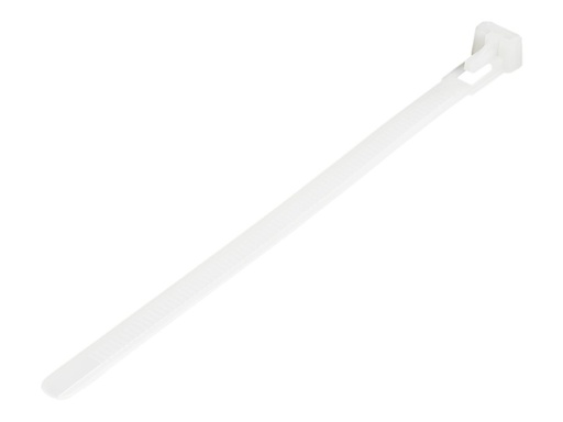 [CBMZTRB6] StarTech.com 15cm(6") Reusable Cable Ties, 7mm(1/4") wide, 35mm(1-3/8") Bundle Dia. 22kg(50lb) Tensile Strength, Releasable Nylon Ties, Indoor/Outdoor, 94V-2/UL Listed, 100 Pack, White - Nylon 66 Plastic - TAA (CBMZTRB6)