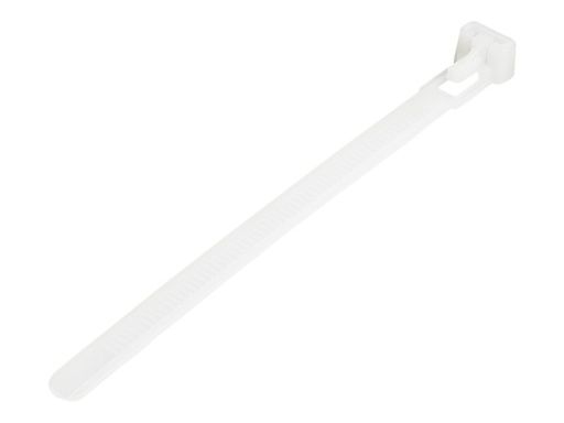 [CBMZTRB5] StarTech.com 12cm(5") Reusable Cable Ties, 7mm(1/4") wide, 30mm(1-1/8") Bundle Dia. 22kg(50lb) Tensile Strength, Releasable Nylon Ties, Indoor/Outdoor, 94V-2/UL Listed, 100 Pack, White - Nylon 66 Plastic - TAA (CBMZTRB5)