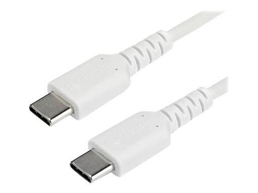 [RUSB2CC1MW] StarTech.com StarTech 1m USB C Charging Cable, Durable Fast Charge & Sync USB 2.0 Type C to USB C Laptop Charger Cord, TPE Jacket Aramid Fiber M/M 60W White, Samsung S10, S20 iPad Pro MS Surface - Heavy Duty and Rugged - USB-Kabel - USB-C (M)