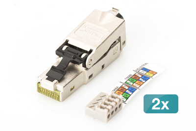 [DN-93631-2] DIGITUS CAT 6A Feldstecker, STP mit Staubschutzkappe, Knickschutz - 2 Stk.