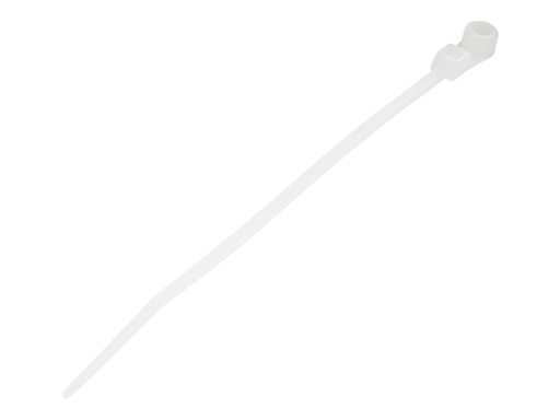 [CBMZTS10N4] StarTech.com 10cm(4") Cable Ties with Mounting Hole, 2mm(1/16") wide, 24mm(7/8") Bundle Dia. 8kg(18lb) Tensile Strength, Nylon 66 Self Locking Ties with Screw Hole, UL Listed, 100 Pack - UL94 V-2 Rated - TAA (CBMZTS10N4)