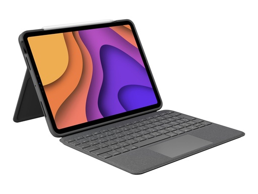 [920-010121] Logitech Folio Touch - Tastatur und Foliohülle - mit Trackpad - hinterleuchtet - Apple Smart connector - Oxford Gray - für Apple 10.9-inch iPad Air (4. Generation, 5. Generation)