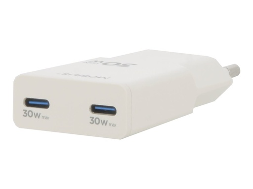 [020026] Mobilis Netzteil - ultra-kompakt - 30 Watt - PD/PPS, Fast Charge - 2 Ausgabeanschlussstellen (USB-C)