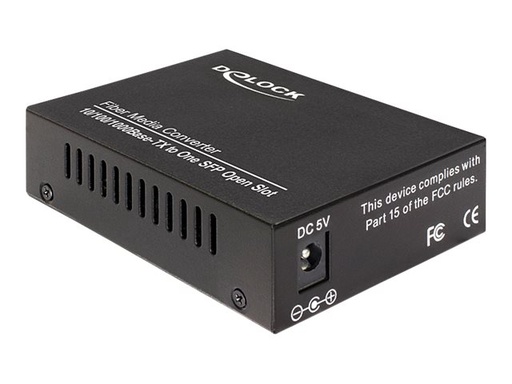[86220] Delock Media Converter 1000Base-T to SFP - Medienkonverter - 1GbE - 10Base-T, 1000Base-LX, 1000Base-SX, 100Base-TX, 1000Base-T - RJ-45 / SFP (mini-GBIC)
