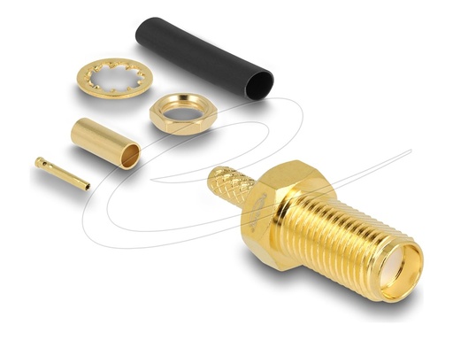 [91785] Delock SMA Buchse zum Crimpen RG-174 RG-316mit passendem Schrumpfschlauch