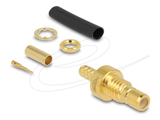 [91787] Delock SMB Buchse zum Crimpen RG-174 RG-316mit passendem Schrumpfschlauch