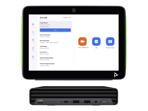 [9J6C9AA] HP Poly Studio - Zoom Room - Base Kit - Kit für Videokonferenzen (HP Mini Conferencing PC, Poly TC10 Touchcontroller)