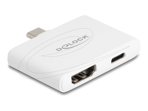 [61087] Delock Videoadapter - USB-C männlich zu HDMI, USB-C weiblich - weiß - 4K60Hz-Unterstützung, USB Power Delivery (94W)
