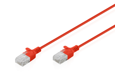 [DK-1618-005S-R] DIGITUS CAT 6 U-UTP Slim Patchkabel, 0,5 m, Rot