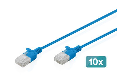 [DK-1618-010S-B-10] DIGITUS CAT 6 U-UTP Slim Patchkabel, 1 m, Blau, 10 Stück