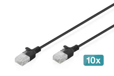 [DK-1618-010S-BL-10] DIGITUS CAT 6 U-UTP Slim Patchkabel, 1 m, Schwarz, 10 Stück