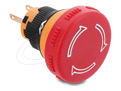 [22117] Delock Drücktaster - mushroom-head, for installation 16 mm, 2 x solder terminals, plastic, 32 mm diameter