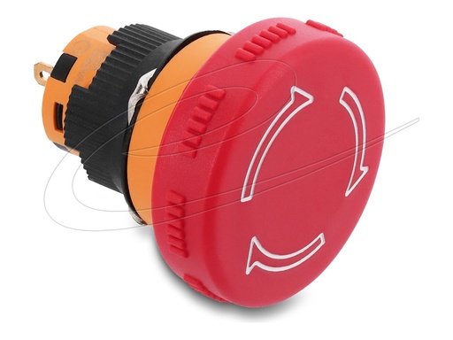 [22119] Delock Drücktaster - mushroom-head, for Installation 16 mm 2 x solder terminals (short)