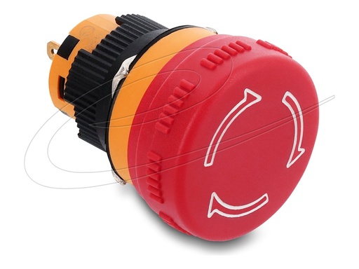 [22121] Delock Drücktaster - mushroom-head, for 16 mm installation, 2 x solder terminals (short)
