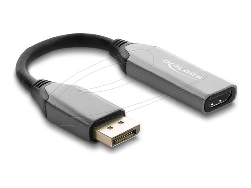 [64366] Delock Videoadapter - DisplayPort männlich zu HDMI weiblich - 10 m - Schwarz, Grau - aktiv, 8K60Hz (7680 x 4320)