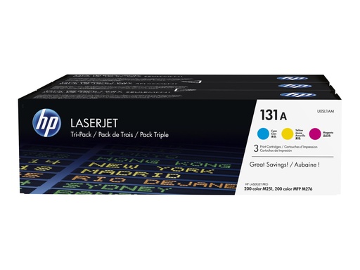 [U0SL1AM] HP 131A - 3er-Pack - Gelb, Cyan, Magenta - original - LaserJet - Tonerpatrone (U0SL1AM)