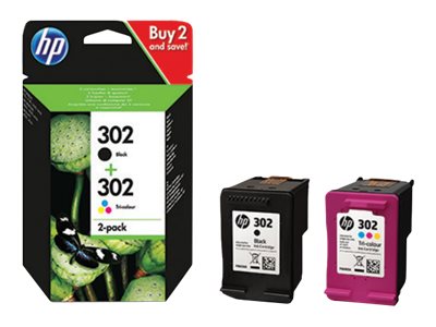 [X4D37AE] HP 302 Combo Pack - 2er-Pack - Schwarz, Farbe (Cyan, Magenta, Gelb)