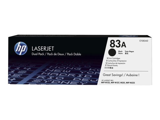 [CF283AD] HP 83A - 2er-Pack - Schwarz - original - LaserJet - Tonerpatrone (CF283AD)