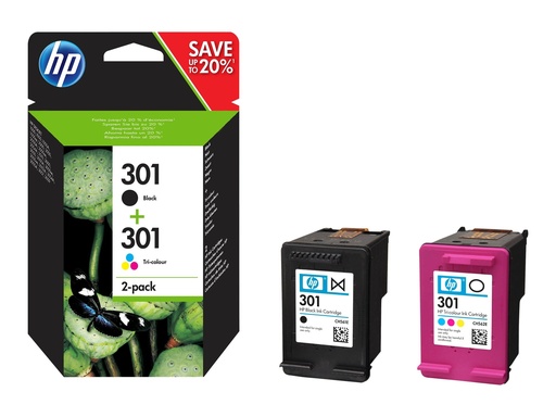 [N9J72AE#301] HP 301 - 2er-Pack - Schwarz, Farbe (Cyan, Magenta, Gelb)